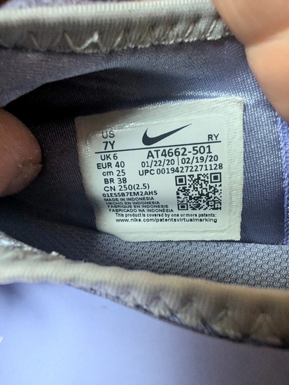 Nike Sneakers US 7Y Purple & Gray